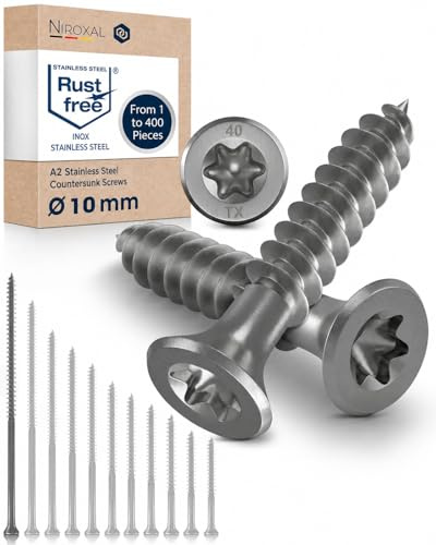 Edelstahl Holzschrauben V2A A2 Senkkopf Torx TX40 – Teilgewinde – 10x260 mm – 25 Stück – Universalschrauben Holz