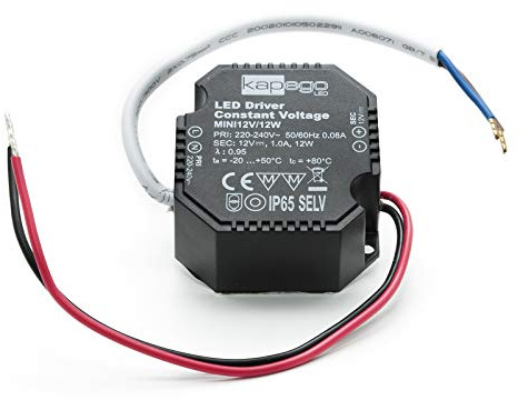 Trasformatore 12W 12V 1A alimentatore compatto per luci LED strisce 220V IP65