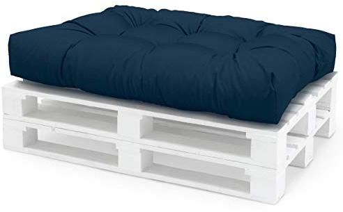 Spatium Palettenkissen Set abnehmbar Bezug wasserdicht gesteppt Palettenauflage Palettenpolster Palettensofa Palettenmöbel Dunkelblau Sitzkissen 120x60x15