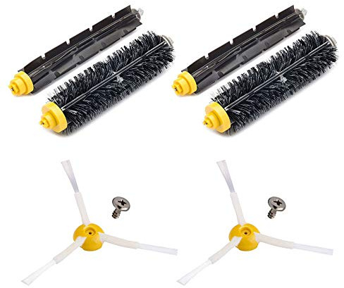 neutop Rodillo y cepillo lateral para iRobot Roomba serie 600 700 | 2 cerdas y 2 rodillos batidores flexibles, 2 cepillos de barrido de bordes, 2 tornillos