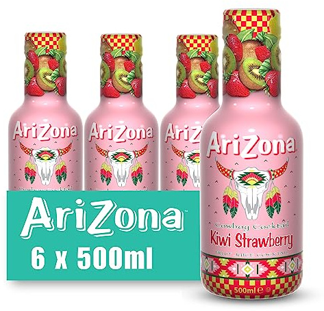 AriZona - Cowboy Cocktail Kiwi Fraise - Jus de Fruits 100% Plaisir - Aromatisé et Rafraîchissant - Bouteille PET 500ml - Pack de 6