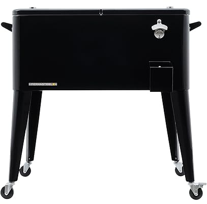 Permasteel Frigo Portatile | Frigorifero da Esterno con Ruote, perfetto per la piscina, campeggio | 75 Litri | Nero