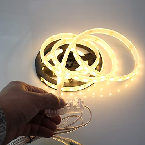 pcning 2M LED Band IP68 12V 5050 60leds/m Kit Warmweiss 3000K Silikon Strip, Unterwasser LED Streifen mit 230V Adapter (Warmweiß, 2.00)