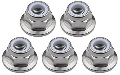 Cfty Sicherungsmutter Titanmuttern M6 M8 M10 M12 Flansch Nylon-Sicherungsmuttern for Motorradfahrrad-Auto Ti-Befestigungselemente (5pcs)(M12)