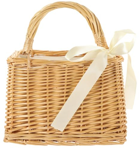 Beavorty Straw Beach Bags Wicker Handbag Beach Rattan Woven Tote Handbags Top-handle Bags with Bow for Women Summer