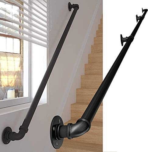 OTOEKO Handlauf für Industrietreppen, Handlauf aus Schmiedeeisen, Geländer, Korridor, Kellereingang, Haltegriff – komplettes Set, für behinderte ältere Menschen in Fluren, Rampen (Size : 1m)