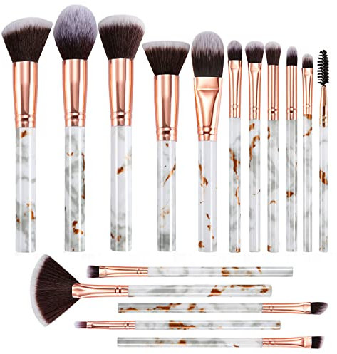 Pennelli Make Up DUAIU 16 Pezzi Set Di pennelli Trucco Fondotinta Cipria Crème Liquido Professionali Pennelli Per Volto Ombretti e Sopracciglio Adatto Per Liquidi, Creme, Polveri, ecc.