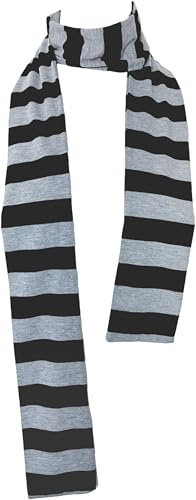VIVIAN & VINCENT Fall Winter Ultra Soft Knit Striped Scarf for Women Men Boys Girls Cosplay Halloween Black Grey