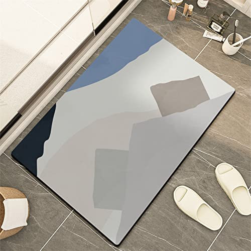 Heeboode Badematte Rutschfester Badezimmerteppich Absorbierender Badteppich 70x120cm Duschmatte Schnelltrocknende Badematte Home, Badvorleger rutschfest Waschbar, Bad Teppiche Badezimmermatte Blau