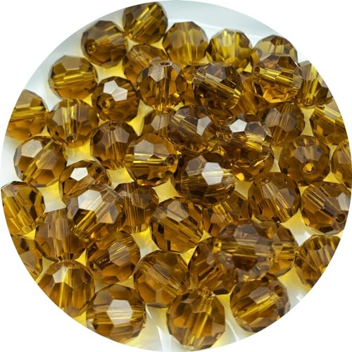 Xinhongo Crystal Glass Beads 400 Pieces 4mm Round Faceted Glass Spacer Beads for Jewelry Making Bracelet Earring Necklace DIY Craft Supplies(Amber)