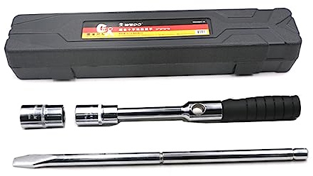 WEDO Juego de llaves deVaso para neumáticos cruzados,llave de lengüeta,llave de tuerca de rueda cruzada con funda de almacenamiento,tamaño 17mm/19mm,21mm/23mm,longitud 400mm,acero CR-V,herramientas