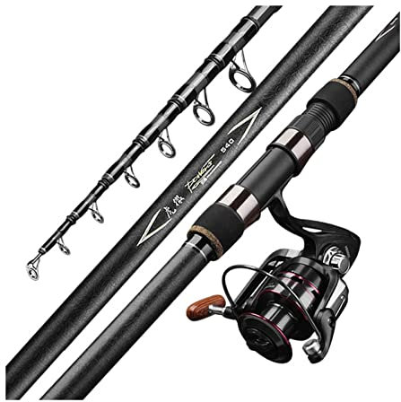 FIONEL Angelsets Hohe Kohlenstoff-Teleskop-Angelrute Tragbare Karpfen Spinnstangen Super Harte Sea Rod Fishing Getriebe Langschuß Entfernung Wurfstange Teleskop-Angelrute (Color : Rod, Size : 4.5 m)