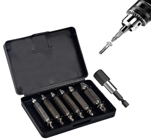 SIYINGSAERY 6 PCS Schraubenausdreher Schraubenentferner Set Schrauben Entferner Klein Set mit magnetischem Bithalter Schrauben Extraktor Ausdreh Set aus HSS 4341 für Beschädigte Schrauben