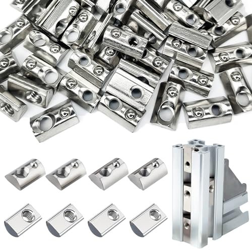 XTUDOU® 60 Dadi per Scanalatura A T Sfera di Centraggio, Dadi Scanalati A T M6/M8 Serie 40 Dadi per 8 Scanalatura per Estrusione di Profili In Alluminio