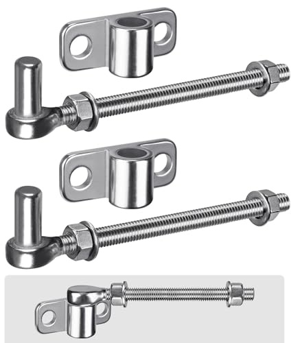 Insaga Torscharnier M12, 2er Schwerlast Gartentor Scharnier 16mm Kloben J-haken zu Bolzen mit Horizontal Augen Platte Edelstahl Zauntor Torangel Verstellbar zum Schraube für Hoftor/Holzzaun, 150mm