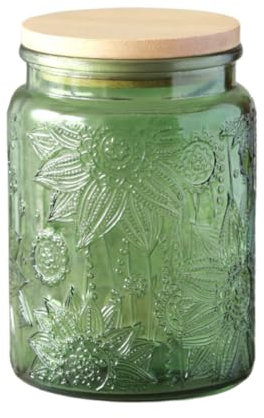 ANSQU Barattolo di vetro vintage, da, con coperchio, barattolo colorato per cucina, dispensa, barattolo in vetro per alimenti, per caffè, tè, caramelle, biscotti, zucchero (Verde 1, 700 ml)