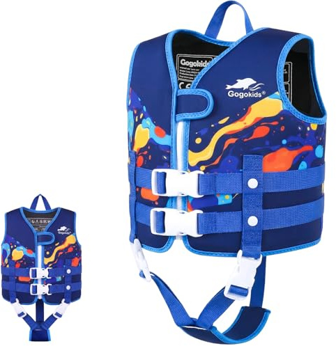 Gogokids Schwimmweste für Kleinkinder für 1–5 Jahre 15-30kg, Kinder Schwimmjacke mit Doppelt Verstellbarer Strapze, Schwimmhilfe für Baby, Mädchen Jung verstellbare Pool-Weste für Pool & Strand