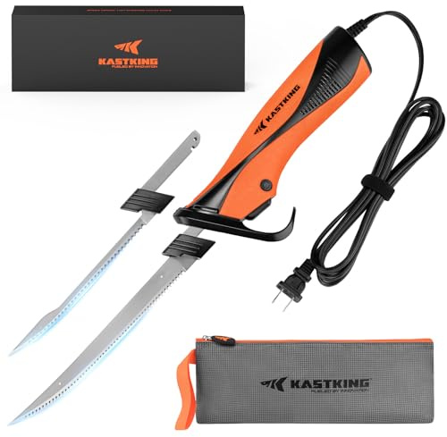 KastKing Speed Demon 110v Electric Fillet Knife, Precision Cut with High Torque Motor, ETL Certified Safety, Balanced Lightweight Handle, 2 Sets of Stainless-steel Blades