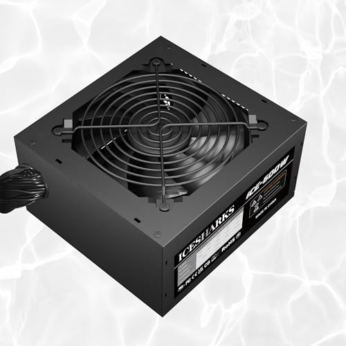 ATX Non Modular 600W Power Supply with Automatic Thermal Control 120mm Fan, Compact 150mm Size, Black ICESHARKS 5-Year Warranty