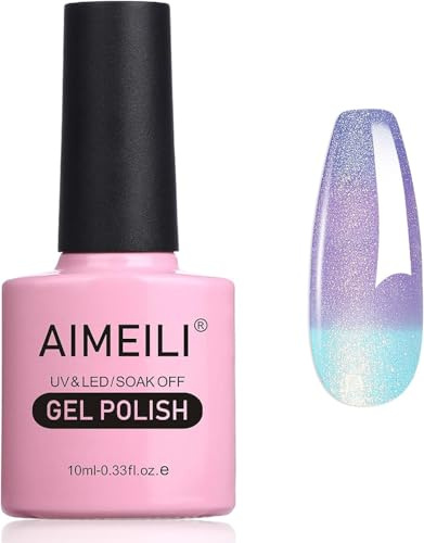 AIMEILI Chameleon Gel Nail Polish, Thermal Polish Shimmer Color Changing Gel Polish Soak-Off UV/LED for Nail Art Salon DIY Home, Easy to Apply 10ml - 003