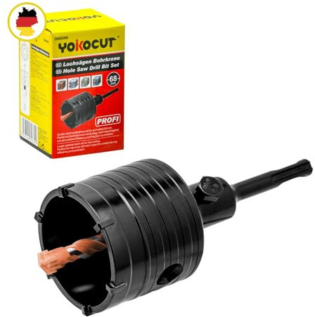 Bohrkrone 68 mm, SDS Plus Kernbohrer - Hammerschlagfest - 4 Schneiden Zentrierbohrer - Dosenbohrer für Steckdosenbohrer in Stein Beton Trockenbau Mauerwerk Ziegel Gipskarton, Lochbohrer für Profis