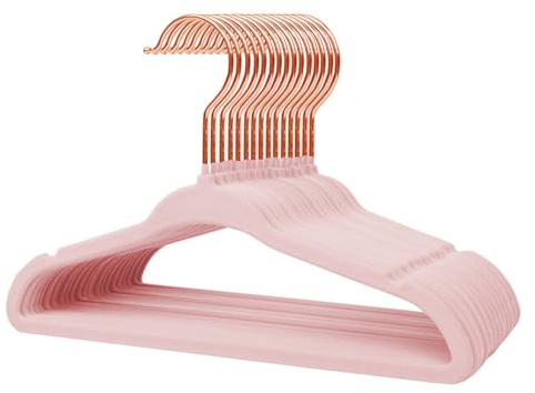 Stormix Paquete De 32 Perchas para Ropa De Bebé, 28cm Perchas De Terciopelo Antideslizantes para Niños, Perchas con Muescas en Los Hombros para Niños Pequeños Rosa