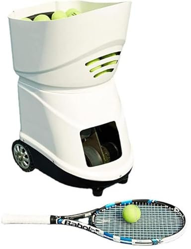 FENGSSLL Tragbare Tennisballmaschine (42 Pfund), Multi-Ball-Übung zum Erkennen von Ballwerfern, 3 bis 6 Stunden Spielzeit mit externer Lithiumbatterie, bis zu 150 Bälle Kapazität