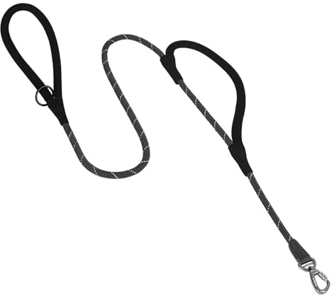 PetBonus Hundeleine mit 2 Griffen, Leicht Leine Hund mit Abschließbarer Karabiner und Zwei Gepolsterter Griff, Reflektierende Nylon Trainingsleine für Kleine und mittelgroße Hunde 1,8 m x 0,8 cm