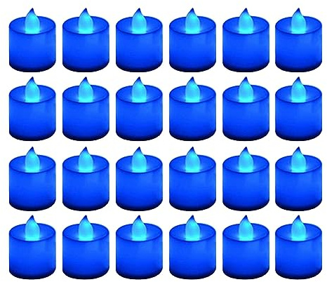T Light Candles New Home Candle Blue Light Candles Blue Candles 24 Packs Flameless Blue Tea Lights Flickering Navy Blue Votive Candles for Birthday Wedding Party Festival 3 Wick (Blue, One Size)
