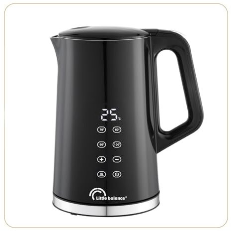 LITTLE BALANCE 8767 Black Digital, Bouilloire électrique, 1,7 L, Température réglable 40-100°C, Parois froides, Maintien au Chaud, 2200 W, Noire
