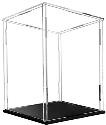 Acryl-Vitrine für Figuren, Action-Schmuck, Baseball-Sammlerstücke, Modell, Aufbewahrungsbox, transparent, staubdicht, Würfel mit schwarzem Sockel. Passen Sie Ihr Display an