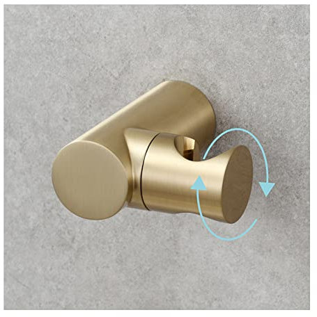 Support de pommeau de douche réglable en laiton à fixation murale ronde avec trou de perforation Finition or brossé