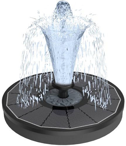 Solar Springbrunnen mit 3.5W Glas Solarpanel, Solar Teichpumpe 2025 Upgrade, Runden Solarbrunnen mit 8 Düsen & 4 Fixe Rohre Solar Wasserpumpe Solar Schwimmender Fontäne Pumpe für Garten, Vogel-Bad