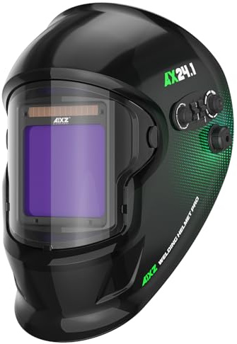 AIXZ True Color Welding Helmet, Auto Darkening 1/1/1/2 Optical Class with 4 Arc Sensors, Large 9.9 × 9.7 cm Viewing Area, Shade 4-5/5-9/9-13 for MIG/TIG/MMA Welding