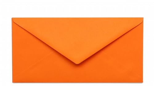 Kuvertwelt Umschläge DIN Lang (220 x 110 mm), Nassklebung - Orange | Stabile Papierumschläge im 50er-Pack mit Nassklebung für Einladungen, Rechnungen und Grußkarten.