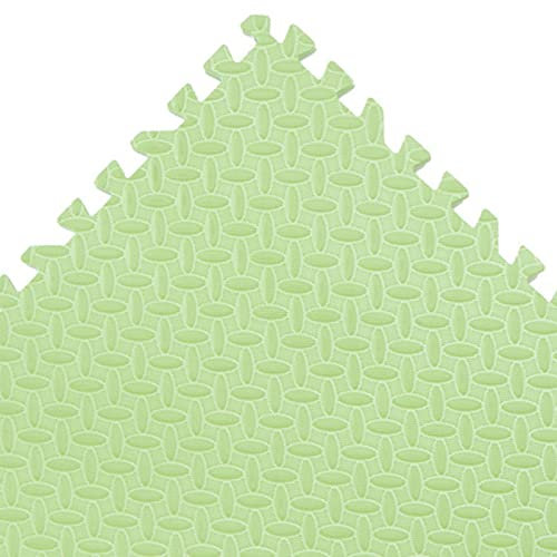 JNTFNE 12 Stück ineinander greifende Teppichfliesen, verdickte Schaumstoffmatte mit Rand, schützender Bodenbelag, weiche Teppiche für das Spielzimmer zu Hause, 30 cm x 30 cm (Farbe: Grün)