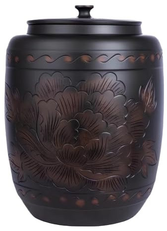 Ceramic rice container, 25kg Grain Dispenser, Ceramic Rice Cylinder with Lid, Food Airtight Storage Jars, for Rice, Soybeans, Corn, Flour, Oatmeal