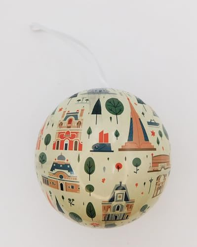 Nestler Weihnachtskugel aus Pappe zum Füllen, Motiv City Glow, 8 cm Durchmesser, Christbaumschmuck
