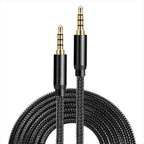 1M Aux Cable 3.5mm - Nylon Braided Aux Lead for Car, Audio Cables 3.5mm Jack for Home Stereos, iPhone, Headphones, iPad, Samsung, Laptop & More(Black)