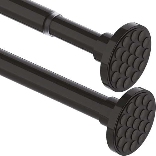 Bastone per Tenda a Pressione Asta Tenda Telescopica Bastone Tenda Doccia Senza Foratura Estensibile con Molla, Nero(48-70cm Φ25 mm)