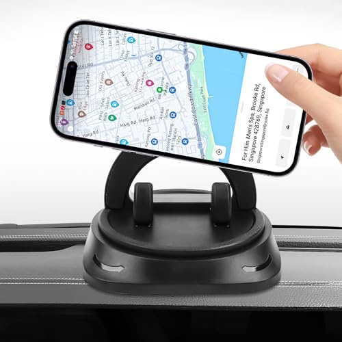 Feirdhoo Soporte Móvil Coche Salpicadero, Soporte Movil Coche Giratorio 360°, Universal Car Phone Holder, para Samsung, iPhone, Google, Smartphones Android - Negro