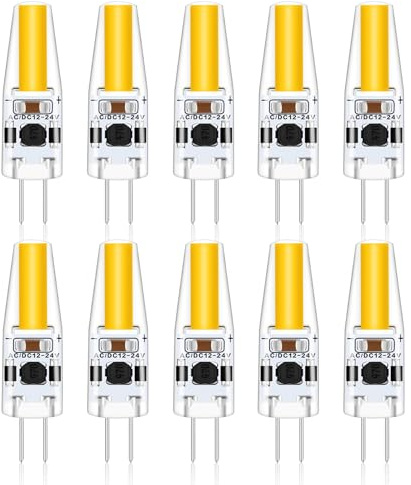 Gaormii G4 LED Bulb Dimmable, 3W Equivalent to 20W-30W Halogen Bulb, AC/DC 12V-24V, T3 JC Bi-Pin Base Light Bulb Replacement Landscape Bulbs, 3000K Warm White, Pack of 10