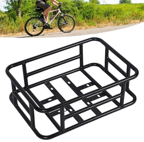 Restokki Cesto di bici posteriore, cesto di stoccaggio posteriore di grande capacità di ferro nero per veicoli elettrici