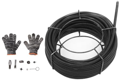 ZJchao Cortador de Raíces Para Limpieza de Desagües, Culebras Para Destapar Drenajes Barrena de Drenaje Tubo de Serpiente 16 Mm 30 Metros Cable de Limpieza de Alcantarillado Barrena de