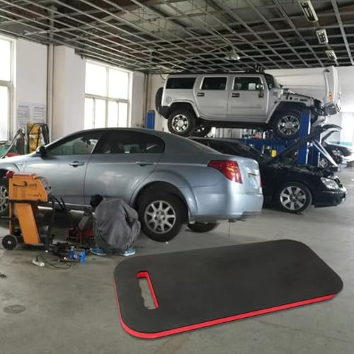 Jonikuper Tapis de réparation de voiture, imperméable et résistant à l'huile pour genoux en mousse EVA pour l'entretien automobile, les urgences routières et les tâches d'atelier (noir rouge)