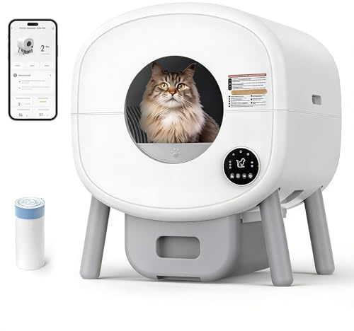 Katzenklo Selbstreinigend，Selbstreinigende Katzentoilette, 76L XXL, Effiziente Geruchsbeseitigung, Intuitive App-Steuerung, Sanfte Umgebungsbeleuchtung, Elektrisches Katzenklo für Mehrere Katzen