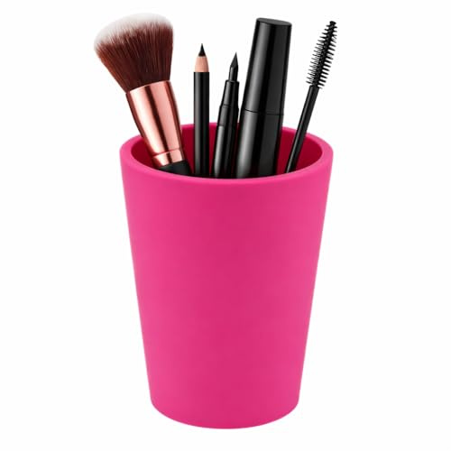 DiceCupFlex Make-up Organizer, Kosmetikorganiser, Pinselhalter mit SoftTouch, Schminktisch Organizer, Aufbewahrung für Pinsel, Eyeliners, Lippenstift, Stifte - Made in Germany (Neonpink)