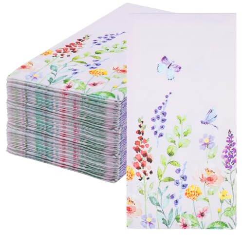Talking Tables 60 x Floral Paper Pink Disposable Napkins | 40 x 40cm Unfolded | Pretty Pink Serviettes Disposable Guest Towels for Bathroom or Table, Weddings Tea Parties, Decorative Paper Hand Towels