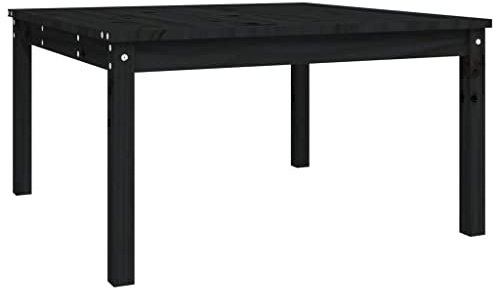 HETFTJN Gartentisch Schwarz 82,5x82,5 cm aus massivem Kiefernholz für Balkon Terrasse Garten wetterfeste Outdoor Loungetisch platzsparend Modernes Design für kleine Balkone und Gärten