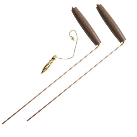 Kit de canne à radiesthésie de haute qualité avec poignées ergonomiques en noyer et pendule en laiton équilibré conçu pour trouver des sources d'eau, des veines d'or et des objets perdus de l'or